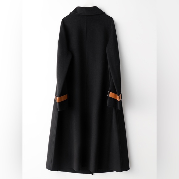 100% Wool Coat, British Trench Coat, Black - Picture 3 of 12